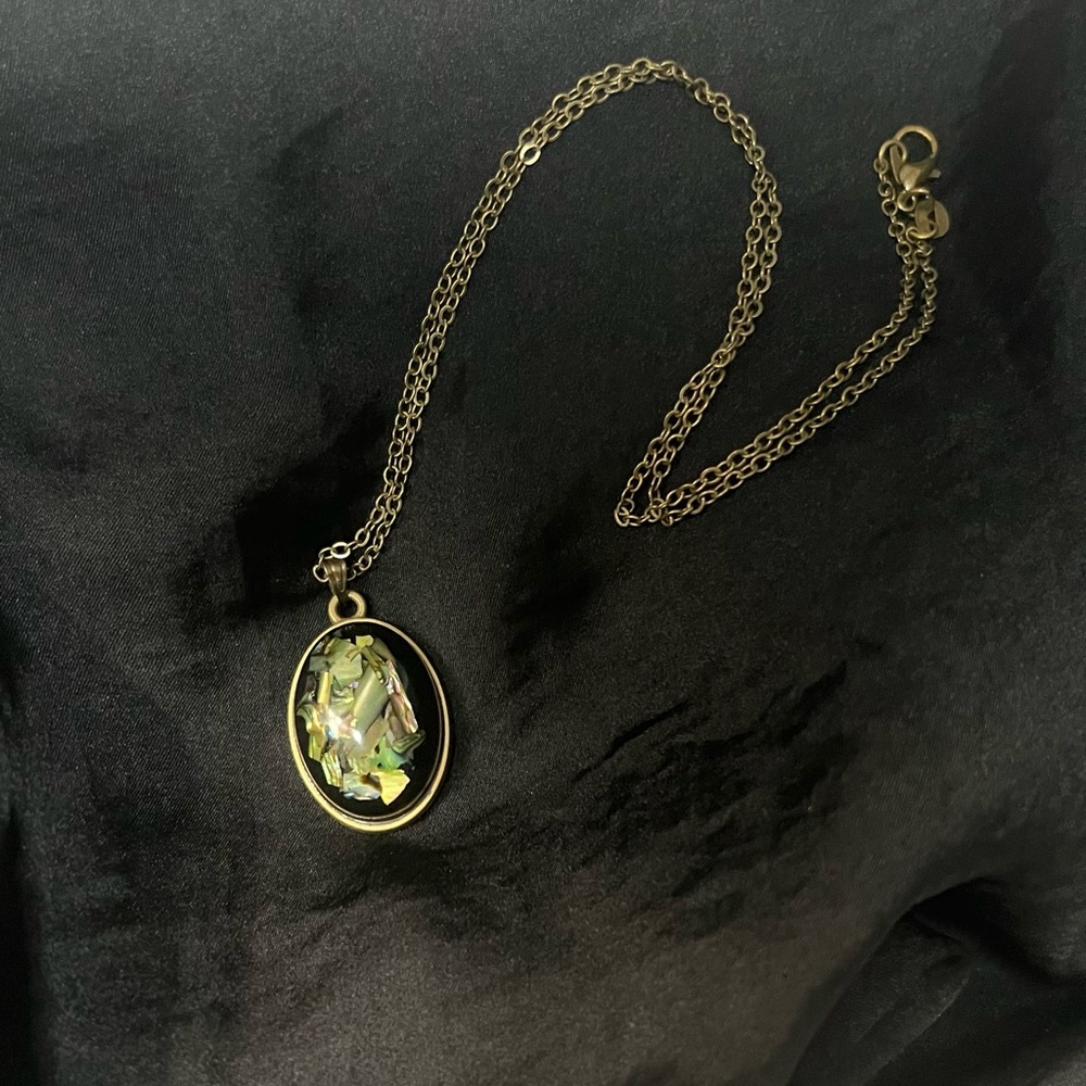 Handmade green abalone shell necklace